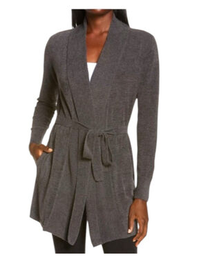Barefoot Dreams CozyChic Ultra Lite Belted Cardigan Wrap, L, Grey Cozy
